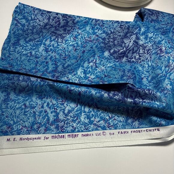 Quilt Fabric FAIRY FROST blue pearlized CM-376 1 yd x 44" Michael Miller OOP - Picture 2 of 3